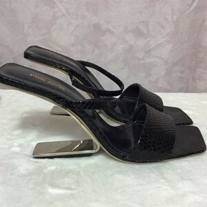 Cult Gaia Black Textured Heels